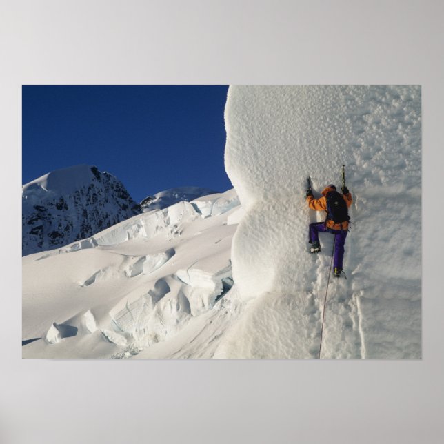Poster Subindo gelo no Glaciar Tasman abaixo do Monte (Frente)