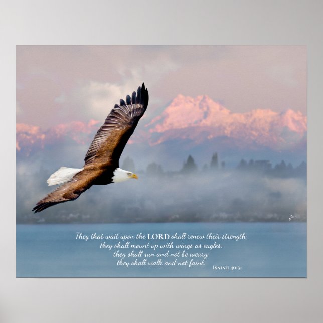 Poster Subir Com Asas Como Águias Arte Refinada Em Branco (Frente)