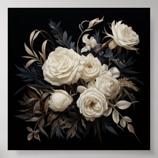 Poster Sublimação do Padrão Floral Neutro da Vintage