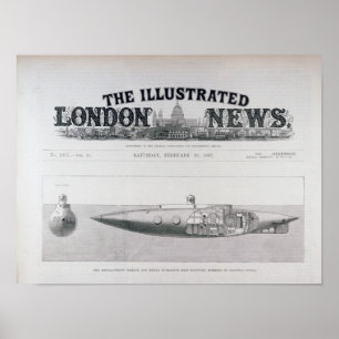 Poster Submarino de naufrágio e de aumentação do