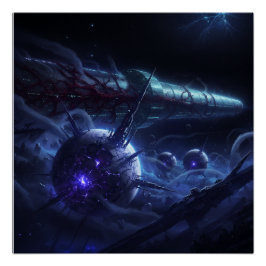 Póster Submarino de Pesquisa Avançada Navegando Campo de 