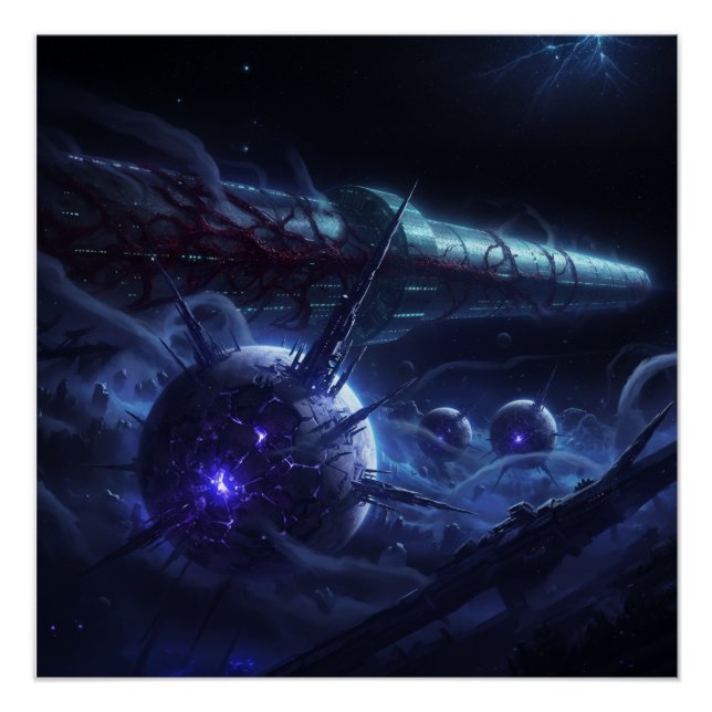 Póster Submarino de Pesquisa Avançada Navegando Campo de  (Frente)