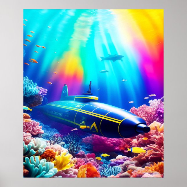 Poster Submarino em Belo Oceano (Frente)