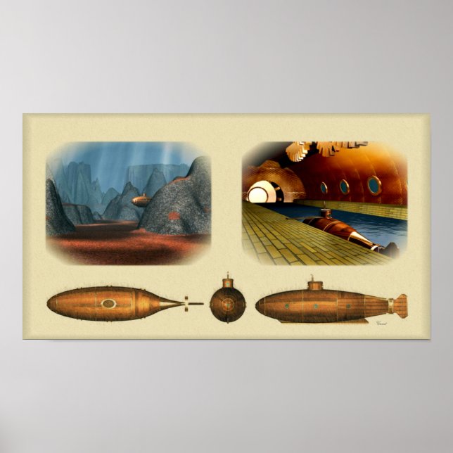 Póster submarino retrô (Frente)