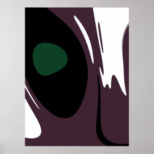 Poster Submersão: Abstrato preto, branco, roxo e verde