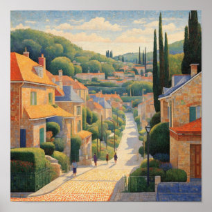 Poster Subúrbios franceses no estilo Seurat