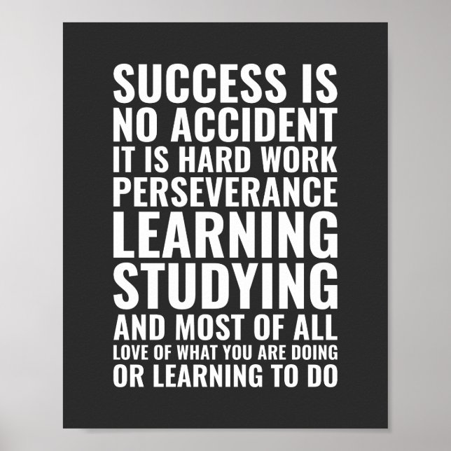 Poster Success is no accident it's hard work Motivational (Frente)