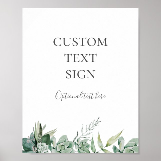 Poster Succulent Greenery | Cartões e presentes - Sinal p (Frente)