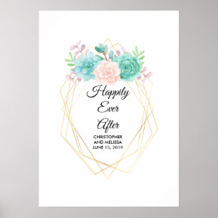 Poster Succulents cor-de-rosa & verdes modernos da