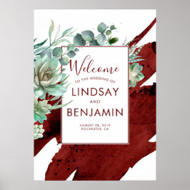 Poster Succulents Greenery Burgundy Red Wedding