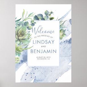 Poster Succulents Greenery Dusty Blue Wedding