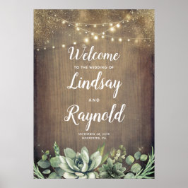 Poster Succulents Rustic Country Wedding Welcome