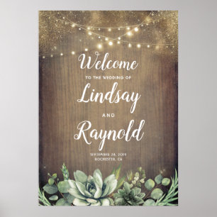 Poster Succulents Rustic Country Wedding Welcome