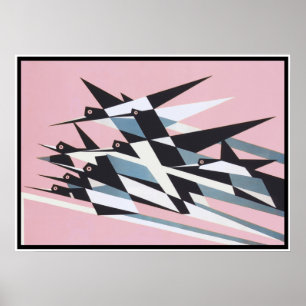 Poster Sucesso no Soar, Aves, Abstrato, Geométrico, Retr