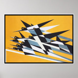 Poster Sucesso no Soar, Aves, Abstrato, Geométrico, Retro