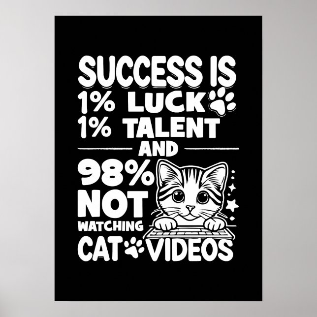Poster Sucesso vs. Vídeos de Gato - Motivação Cute Engraç (Frente)