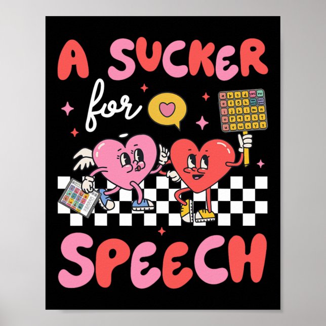 Poster Sucker For Speech Therapy Slp Heart Loving Valenti (Frente)