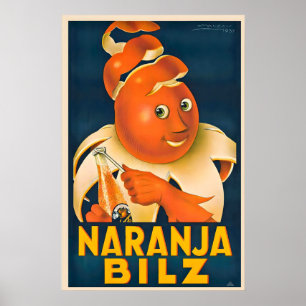 Poster Suco de Laranja Naranja Bilz Achille Mauzan Vintag