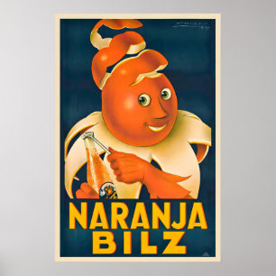 Poster Suco de Laranja Naranja Bilz - Publicidade Vintage
