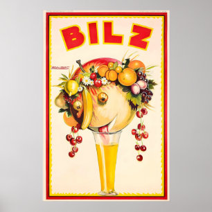 Poster Suco de Laranja Soda Bilz Achille Mauzan Vintage C