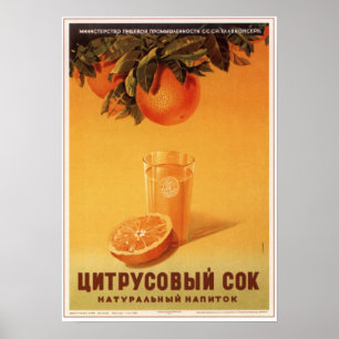 Poster Suco soviético do citrino de URSS que anuncia 195