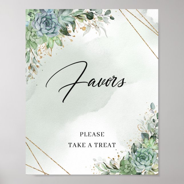 Poster Suculentas de verão boêmio eucalipto dourado Placa (Frente)