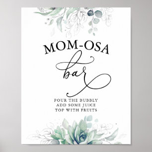 Poster Suculente Silver Greenery Sinal de Bar Mãe-osa