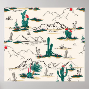 Poster Suculentes De Cactus: Vintage Desert Floral.