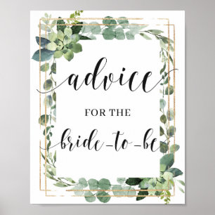 Poster Suculento Conselho Dourado Para O Sinal De Noiva