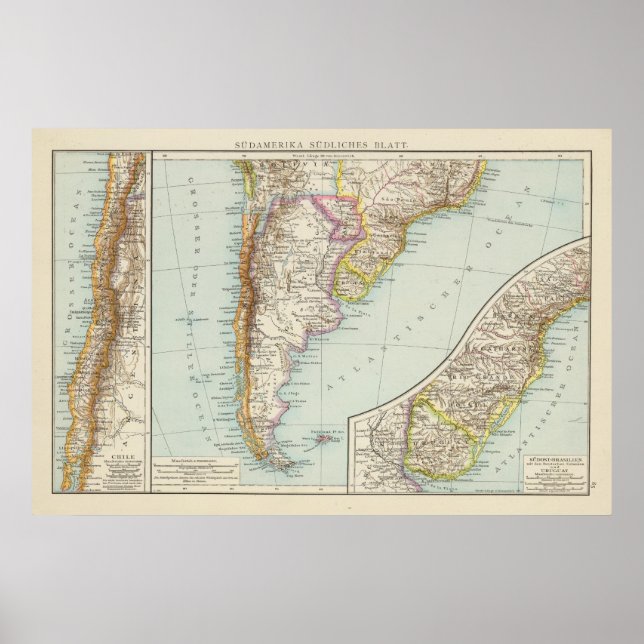 Póster Sudamerika súmula Blatt - Mapa da América do Sul (Frente)