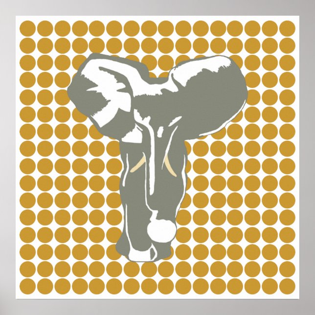 Póster Sudan Brown Safari Dot com Elefante de Arte Pop (Frente)
