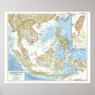 Poster "Sudeste Asiático: 1955 MAPA pormenorizado ...