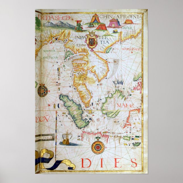 Póster Sudeste Asiático, detalhes do atlas mundial (Frente)