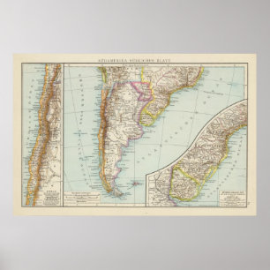 Póster Sudliches Blatt de Sudamerika - mapa de Ámérica