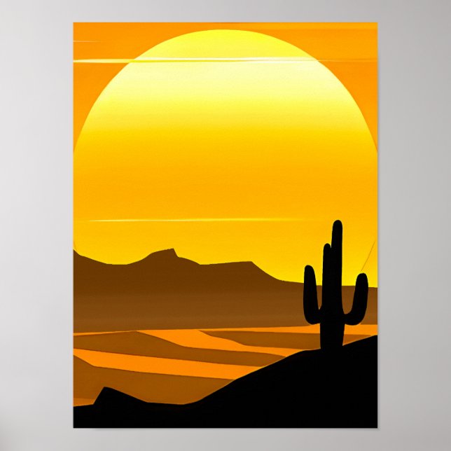 Poster Sudoeste Desert Sunset com Mesas (Frente)