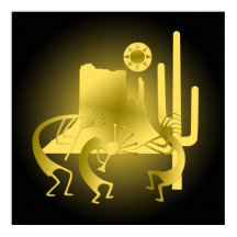 Sudoeste Kokopelli em Preto e Dourado