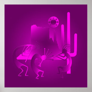 Póster Sudoeste Kokopelli em Roxo