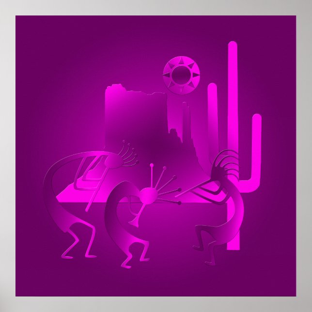 Póster Sudoeste Kokopelli em Roxo (Frente)