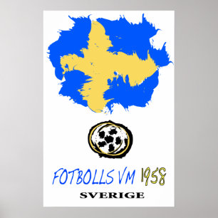 Poster Suecia 1958 do campeonato do mundo do futebol