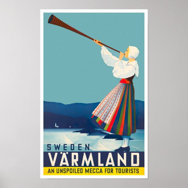 Poster Suecia de viagens vintage de  Varmland (Frente)