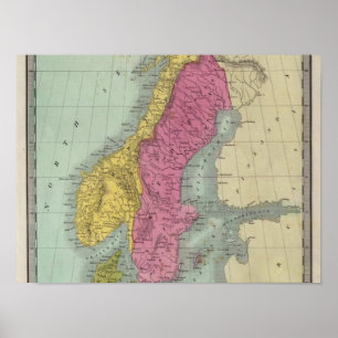 Póster Suecia e Noruega de Dinamarca