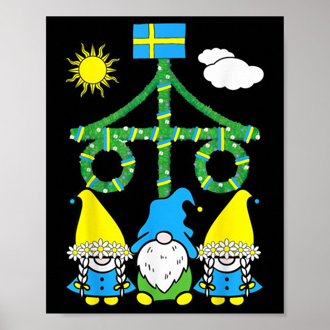 Poster Suecia MidSummer Solstile Maypole Midsommar (Frente)