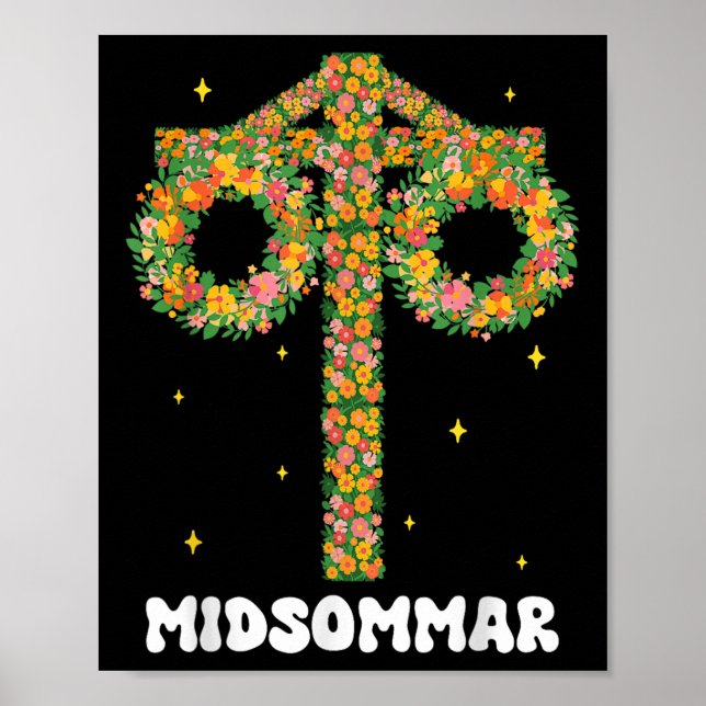 Poster Suecia MidSummer Solstile Maypole Midsommar (Frente)