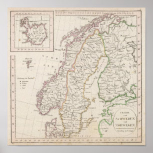 Póster Suecia, Noruega, Islândia