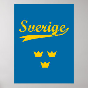 Poster Suécia, Sverige, 3 coroas,