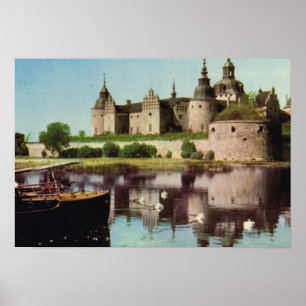 Poster Suecia Vintage, castelo medieval Kalmar, tapete