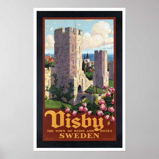 Poster Suecia Visby - Viagens vintage (Frente)