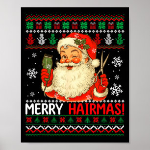 Poster Suéter de Natal Alegre Hairmas Papai Noel Cabelere