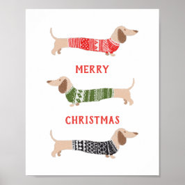 Poster Suéter de Natal Alegre para Cães Wiener Dachshund
