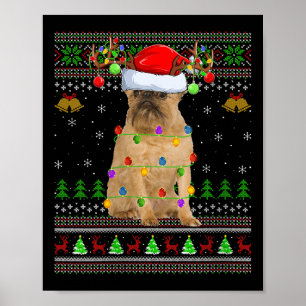 Poster Suéter de Natal Feio de Cachorro Griffon de Bruxel